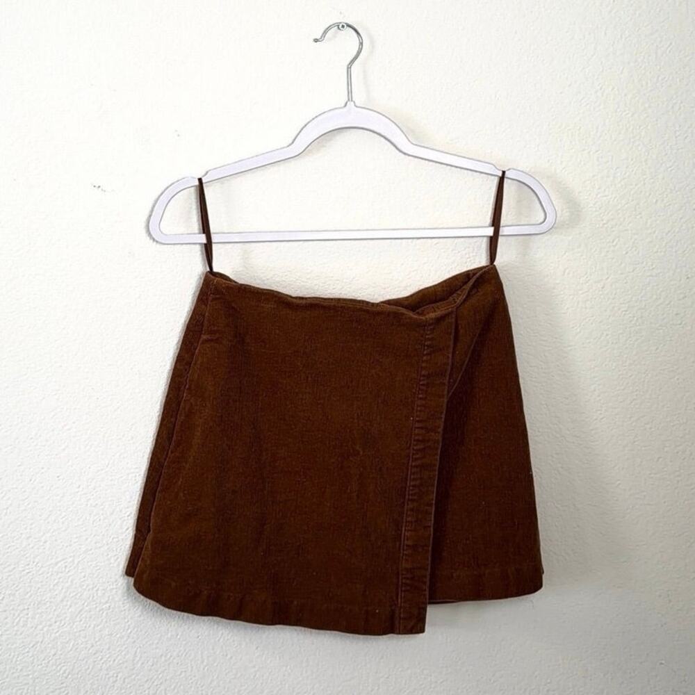 Gianni Bini Brown Corduroy Wrap Skort Womens Size 4 Cognac Mini Skirt Shorts